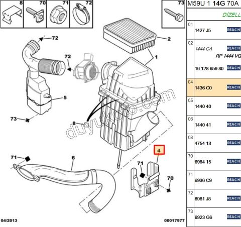 Peugeot Partner Citroen Berlingo Hava Filtre Kazanı Alt Bağlantı Ayağı (Sac)