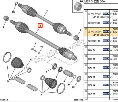 Aks Mili Sağ P301 OTOM AT8