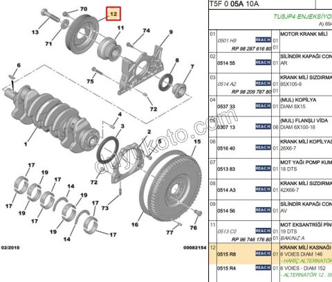 KASNAK KRANK 1.6İ 16V Benzinli ET3J4 DIAM 146