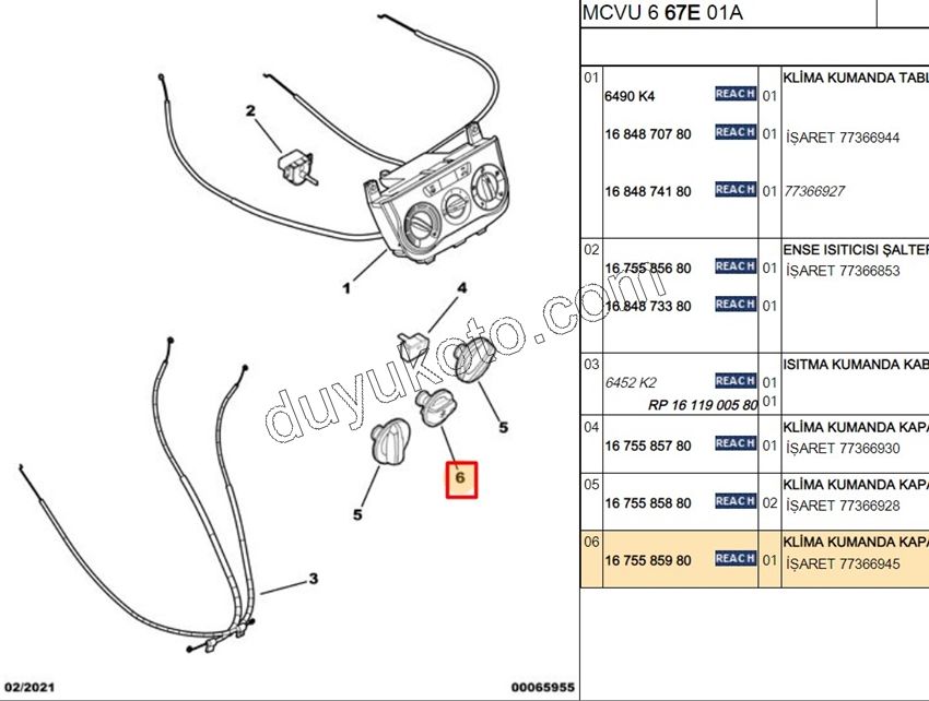 Kalorifer (Klima) Kumanda Anahtarı