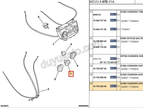 Kalorifer (Klima) Kumanda Anahtarı