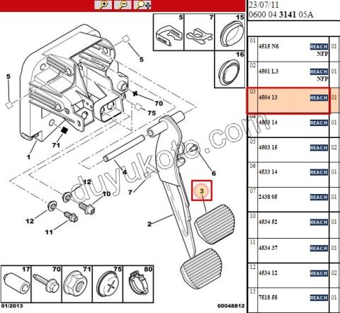 LASTIK PEDAL FREN P407 P508