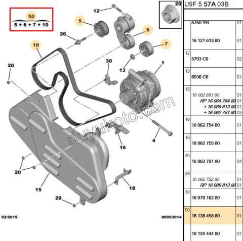 Alternatör V Kayış Kiti (Gergi Kütüklü) BXR3 Klimalı