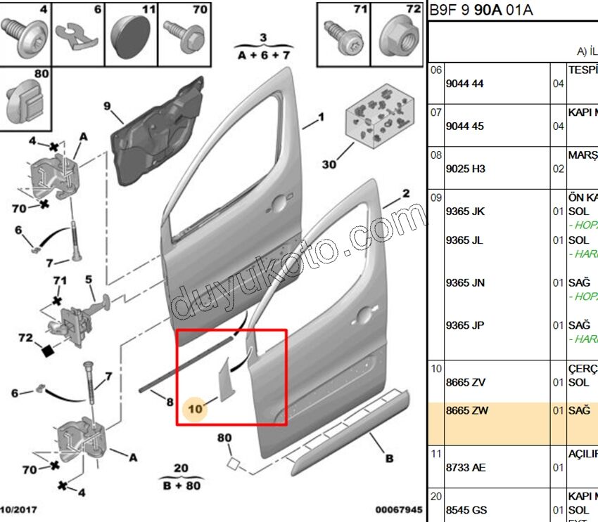 Kapı Direği Bandı Sağ Ön Kapı PRT3