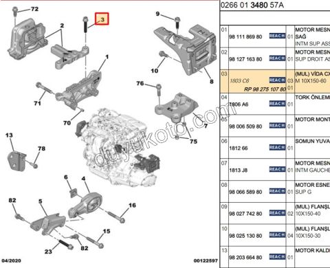 CIVATA MOTOR TAKOZ BAGLANTI M10X150-60