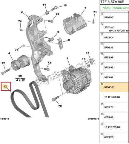 Alternatör V Kayışı 6PK1244 2.0HDİ 16V 163HP