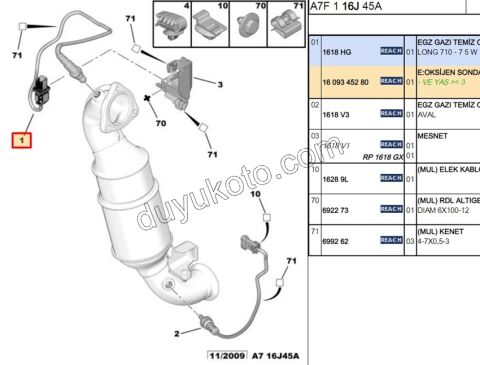 LAMBDA SENSOR UST P207 1.6THP 150HP
