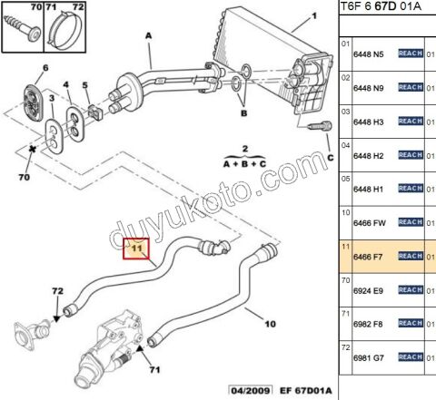 Kalorifer ile Su Kollektörü Arasındaki Hortum P307 1.6İ 16V