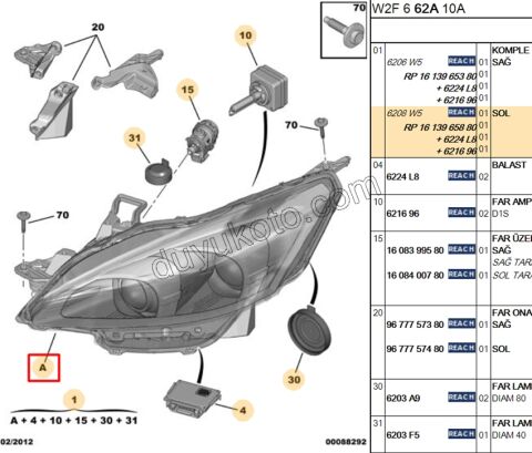 Peugeot 508 Far Sol XENON 2011/2014