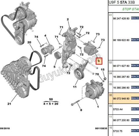 MUHAFAZA ALTERNATOR ALUMINYUM BX3RMQ DW10F DW12R