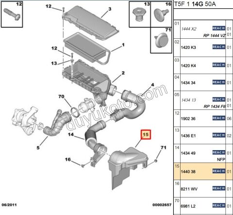 Peugeot 307 Hava Filtre Borusu 1.4HDİ Euro4 02/11