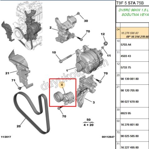 Alternatör (V Kayış) Gergi Rulmanı 1.5HDİ Euro6