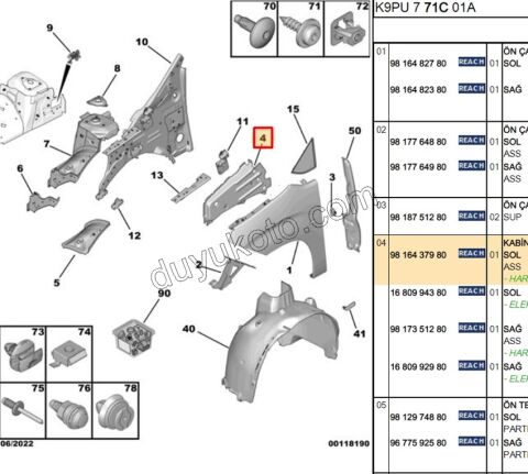 ÖN ÇAMURLUK İÇ DESTEK SAÇ CMBE