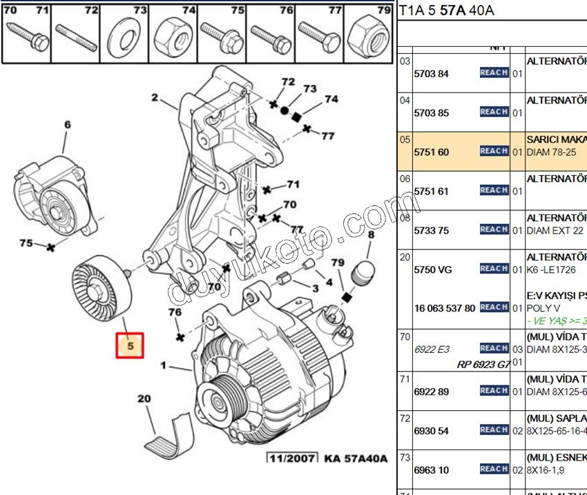 Tek Alternatör Gergi Rulmanı EW10J4 SABIT