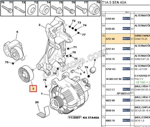 Tek Alternatör Gergi Rulmanı EW10J4 SABIT
