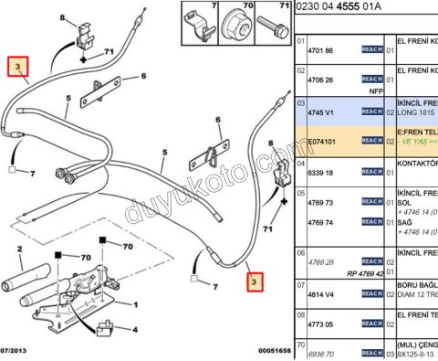 El Fren Teli Sağ Sol C31 1.4HDİ 16V Euro4