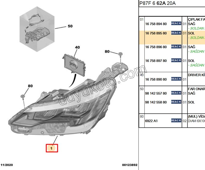 Peugeot 3008 5008 Far Sol ECO LED 2016/2020
