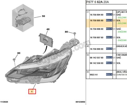 Peugeot 3008 5008 Far Sol ECO LED 2016/2020