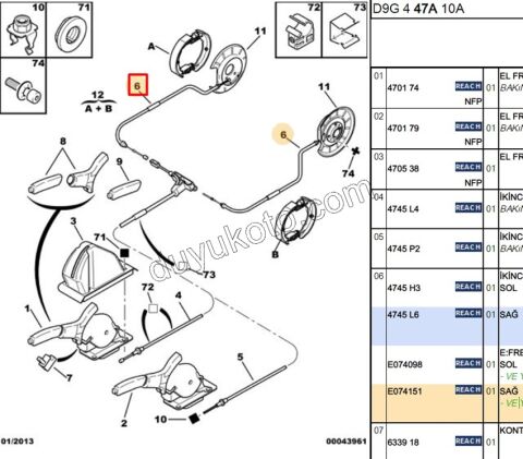 Sağ Arka El Fren Teli P406 DISK