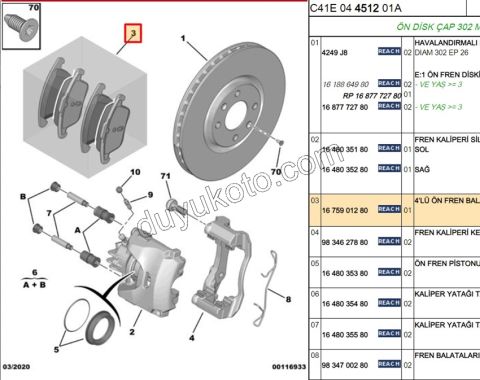 Fren Balatası Ön P20082