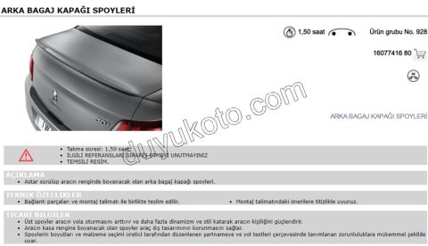 SPOILER BAGAJ KAPAK P301 (BOYASIZ)