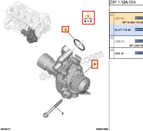 Devirdaim Su Pompası EW10J4 EW12J4 P206 P307 P406 P407