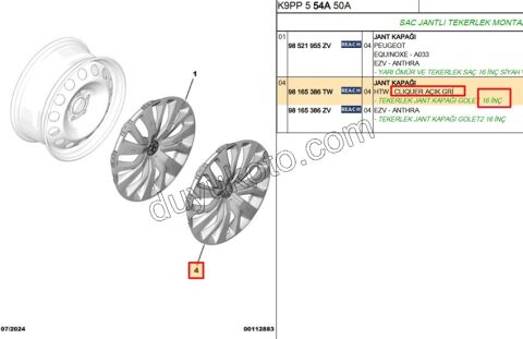 Jant Kapağı 16'inç PRT4 GOLET CLIQUER ACIK GRI