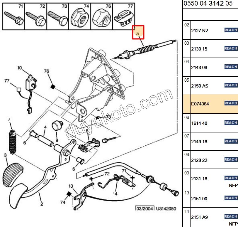 Debriyaj Teli XP1 TU5JP 100HP