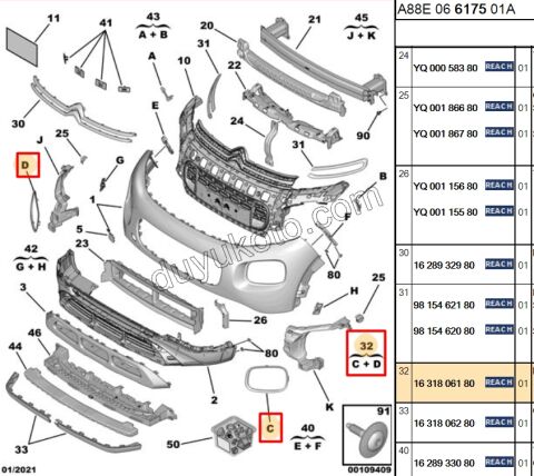 Citroen C3 Aircoss Far Çerçevesi 2017/2021