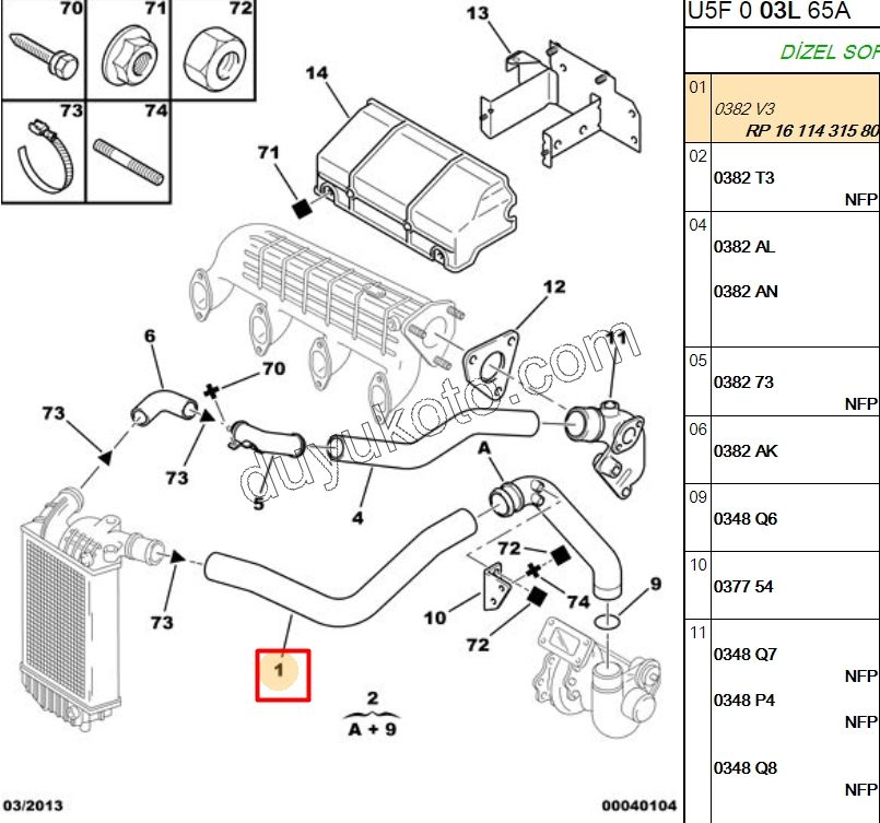 Turbo Hava Hortumu İnterkol İle Turbo Arası BXR2