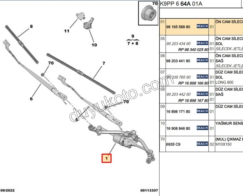 2019> Partner Rifter Berlingo Combo Doblo Proace City MOTOR CAM SILGI ON MEKANIZMA+
