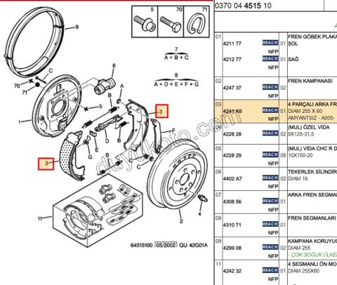 Arka Fren Balatası Takım EXP1