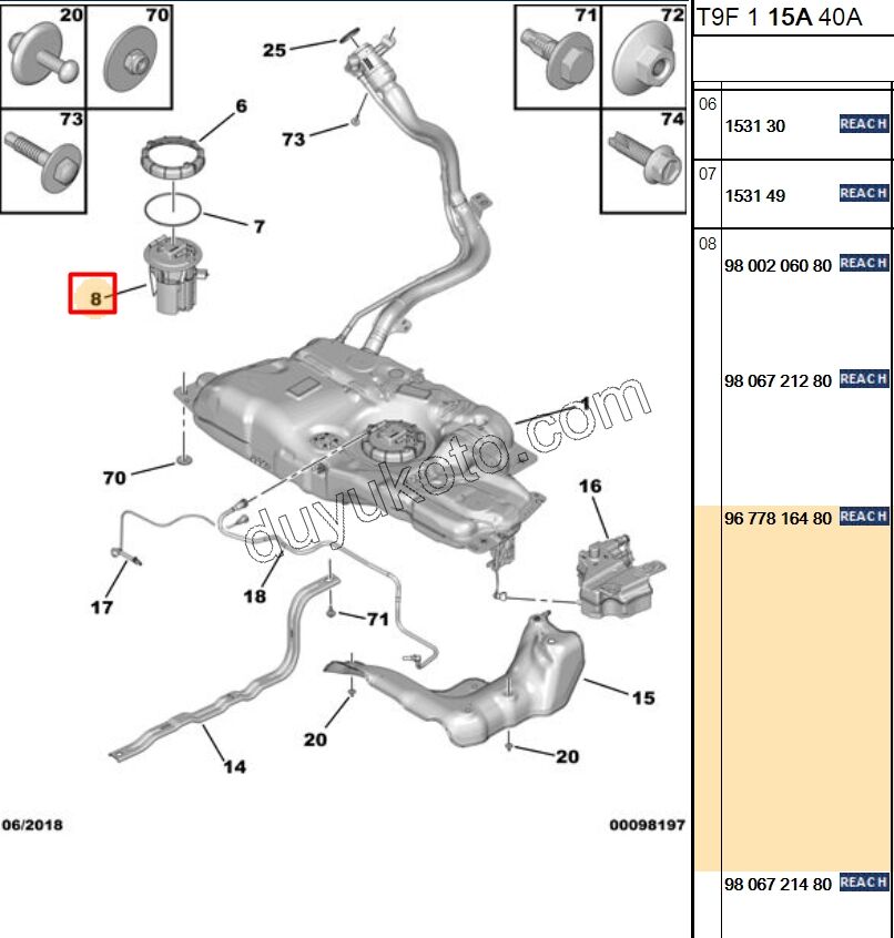 Yakıt Pompa ve Şamandırası (Komple) YAKIT POMPA P3082 1.5HDİ Euro6 1.6HDİ Euro6 C