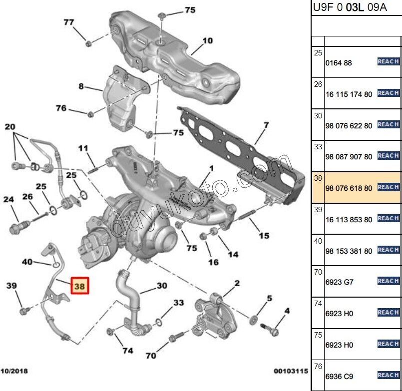 BORU + HORTUM TURBO ALT EK BXR3 DW10F DW12R