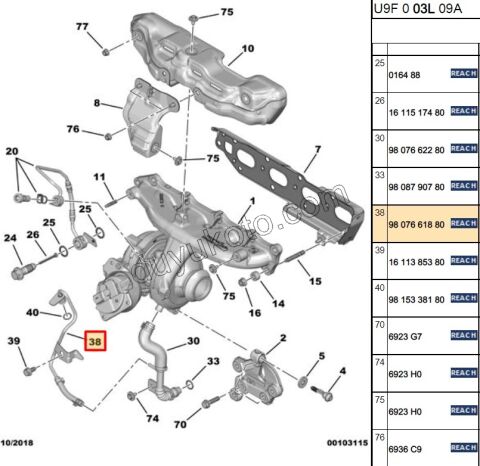 BORU + HORTUM TURBO ALT EK BXR3 DW10F DW12R
