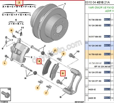 Fren Balatası Arka Tk 2FIS BXR3MQ DCT3MQ