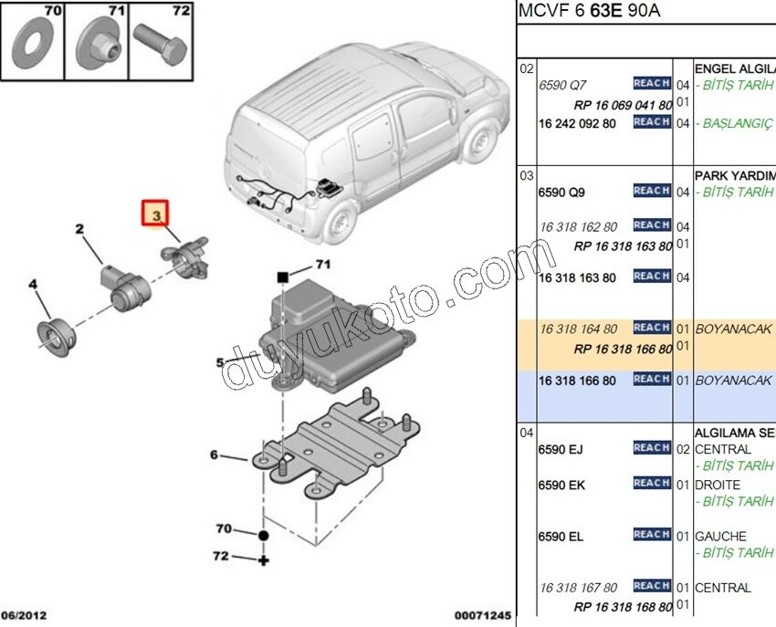 Park Sensörü  İç Ayağı  X 4AD PBP FRN AST+