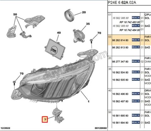 Peugeot 2008 Far Bağlantı Ayağı Sol 2019/2023