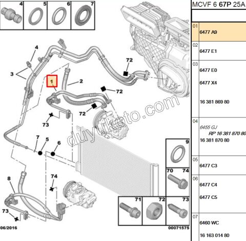 Klima Radyatörü ile Kompresör Arası Hortum PBP 1.4HDİ Euro4