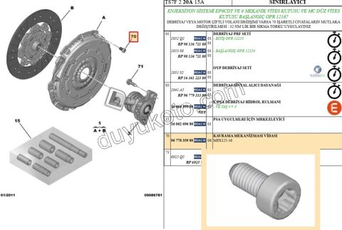 CIVATA X 6AD DEBRIYAJ BASKI M8X125-16 32NM TORK