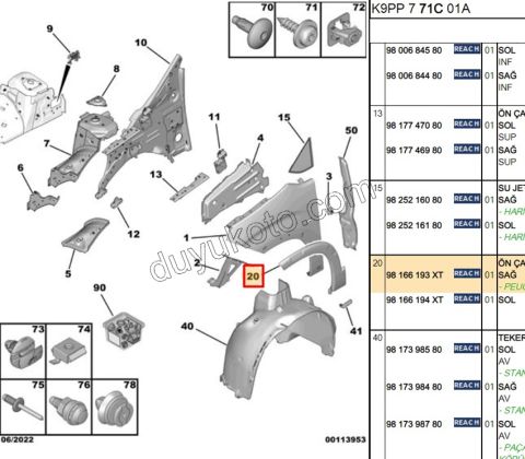 Dodik Ön Çamurluk Sağ PRT4