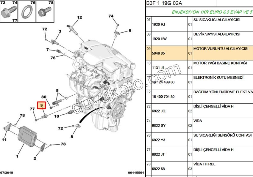 SENSOR VURUNTU P107 P108 1.0CC