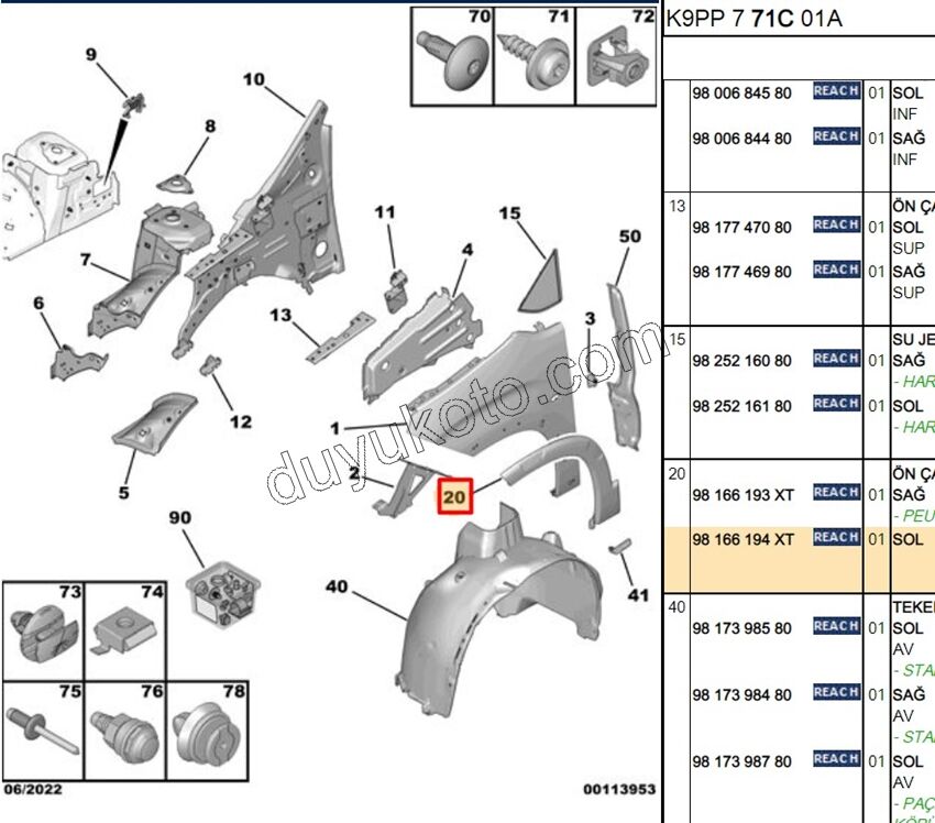 Dodik Ön Çamurluk Sol PRT4