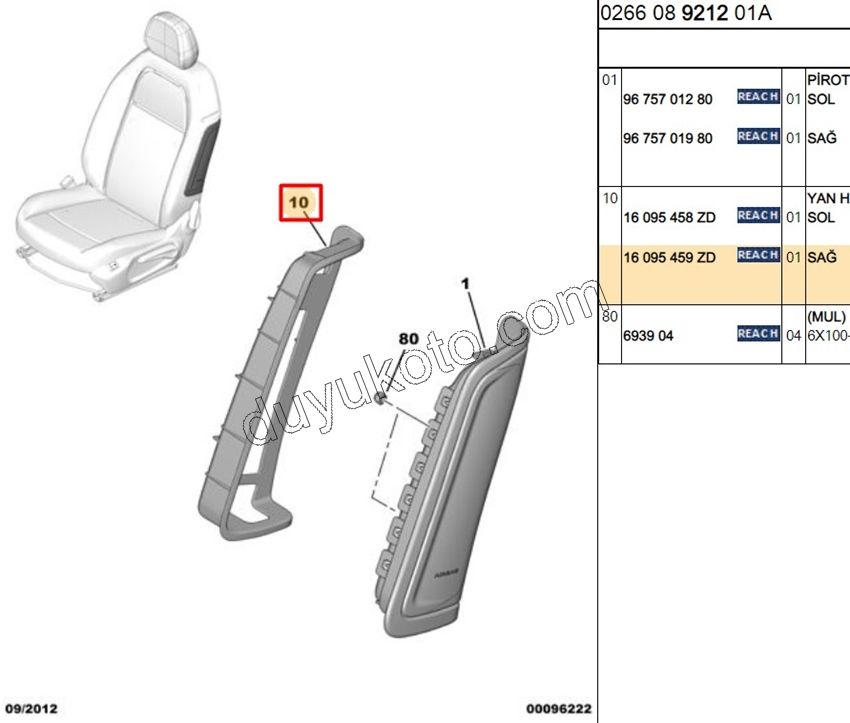 Yolcu Tarafı Koltuk Hava Yastığı (AIRBAG) Çerçevesi CELY