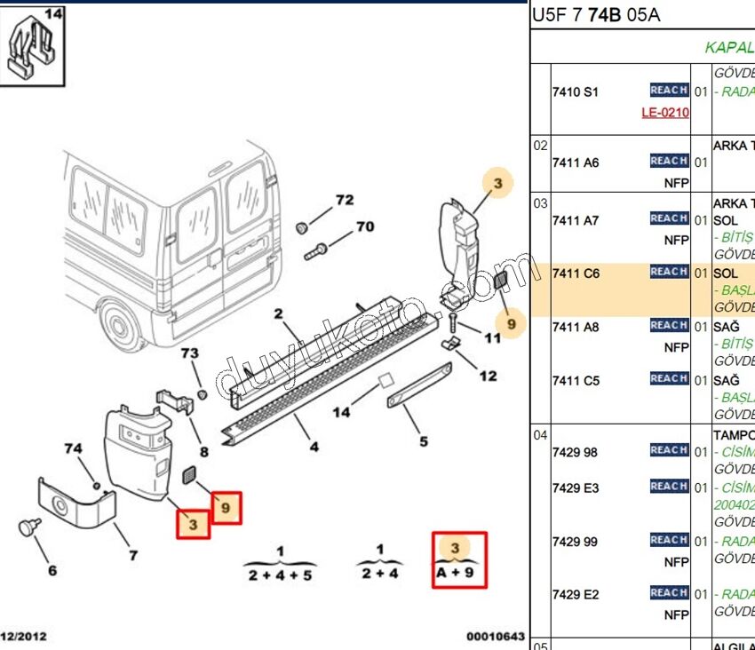 TAMPON ARKA KOSE L BXR2