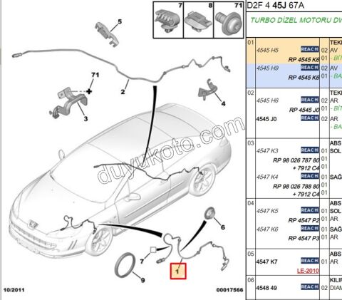 Abs Kablosu Ön Teker P407 P5081 C53 (INCE UC) ENO