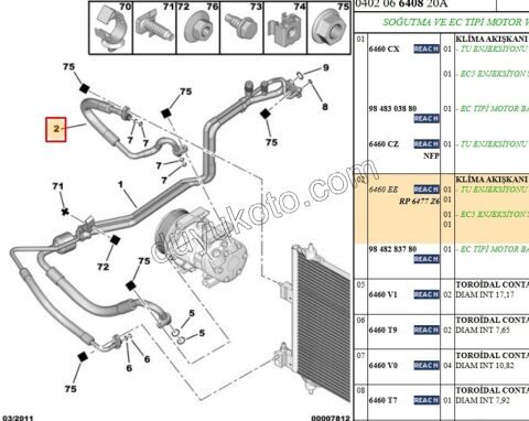 Klima Radyatörü ile Kompresör Arası Hortum PRT BENZ