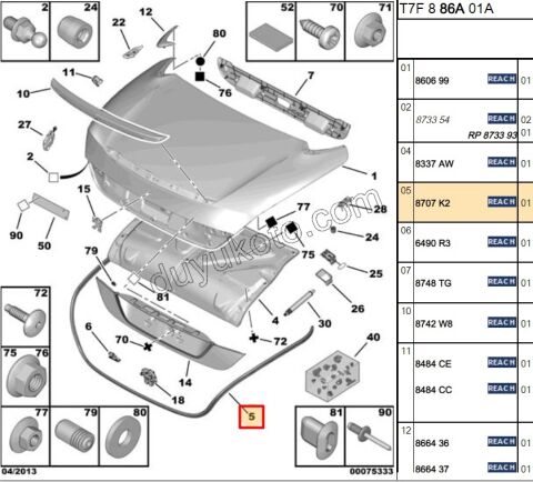 Bagaj Kapağı Fitili P3081 CC