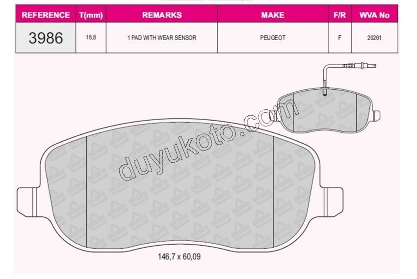 Fren Balatası Ön Tk P807 YMEXP1
