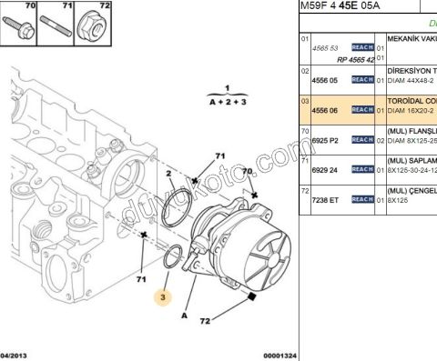 Vakum Pompası Contası (Oring) 1.9D, 98/03 KUCUK 16 X 20-2